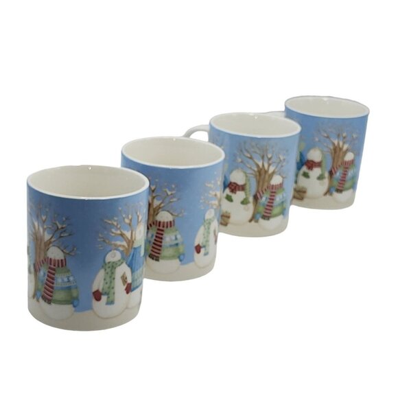 Debbie Mumm Winter Wonders Snowman‎ Family Ceramic Coffee Mug Set of 4pc 14oz - Picture 9 of 11